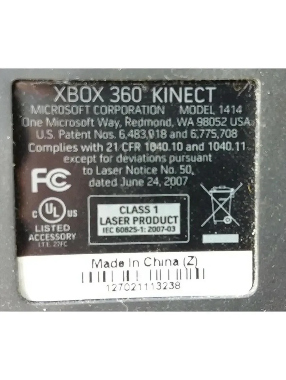 Microsoft Xbox 360 Kinect Sensor Bar Model 1414 Motion Camera Black No Adapter